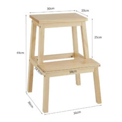 ACAZA Houten Opstapje - Krukje Met 2 Niveaus Voor Keuken Of Kelder - Bruin -Puur Winkel 1000085108 0102
