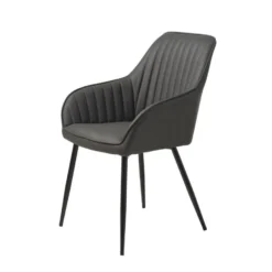 Giga Meubel Eetkamerstoel PU Leer - Grijs - 59x58x83,5cm - Stoel Melfort -Puur Winkel 1000085119 0102