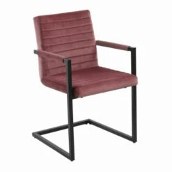 HSM Collection Eetkamerstoel Colorado Velours/Metaal Oudroze Set Van 2