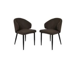 HSM Collection Eetkamerstoel Yuna Espresso Teddy/Metaal Set Van 2