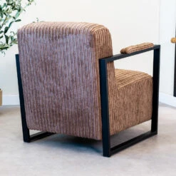 Moderne Fauteuil Madeline Ribstof Bruin - Stof - Grijs -Puur Winkel 1000093732 0102