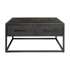 Furndea Scandi Salontafel Industrieel Visgraat Zwart 4 Lades - 40x80x40 Cm