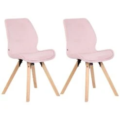 CLP Set Van 2 Eetkamerstoelen Luna Fluweel Roze