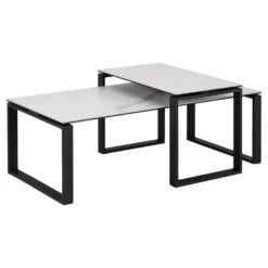 Sohome Salontafel Matalie - Set Van 2 Stuks - Keramiek Met Marmerlook - Wit