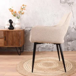 DS4U® Lenon Eetkamerstoel Bouclé - Stof - Taupe -Puur Winkel 1000096503 0103