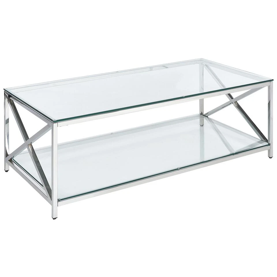 Beliani Salontafel AUDET - Zilver Veiligheidsglas 1 Beliani Salontafel AUDET - Zilver Veiligheidsglas