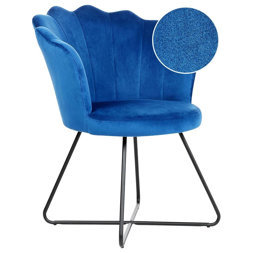 Beliani Fauteuil LOVELOCK - Blauw Fluweel 1 Beliani Fauteuil LOVELOCK - Blauw Fluweel