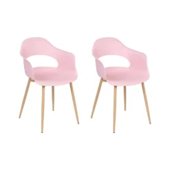 Beliani Eetkamerstoel UTICA - Roze Synthetisch Materiaal
