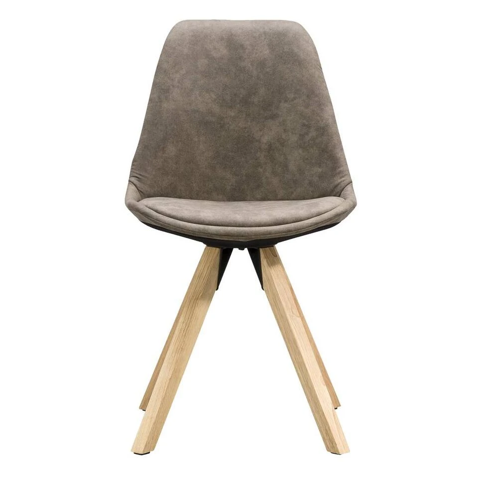 Eetkamerstoel Senja - Stof - Taupe - Naturel Hout 1 Eetkamerstoel Senja - Stof - Taupe - Naturel Hout