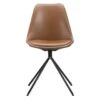 Eetkamerstoel Senja - Lederlook - Cognac - Zwart Metaal