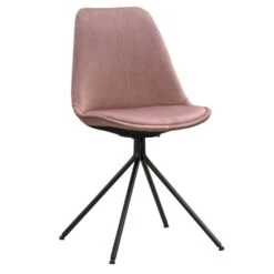Eetkamerstoel Senja - Velvet - Roze - Zwart Metaal