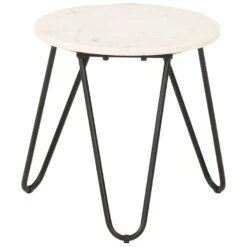 VidaXL Salontafel 40x40x40 Cm Echt Steen Met Marmeren Textuur Wit