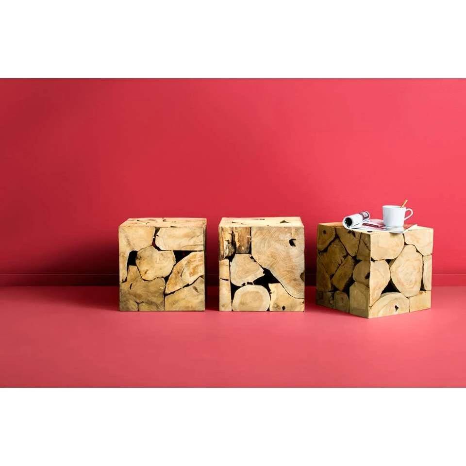 Decoratief Blok Naturel Teak Luuk - Bruin - 37x37x37 Cm 2 Decoratief Blok Naturel Teak Luuk - Bruin - 37x37x37 Cm - Afbeelding 2