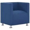 VidaXL Fauteuil Kubus Stof Blauw