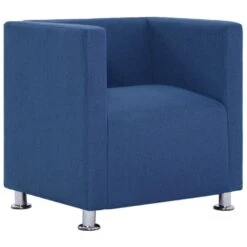 VidaXL Fauteuil Kubus Stof Blauw