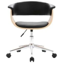 VidaXL Kantoorstoel Draaibaar Gebogen Hout En Kunstleer Zwart -Puur Winkel 1493895504 0103