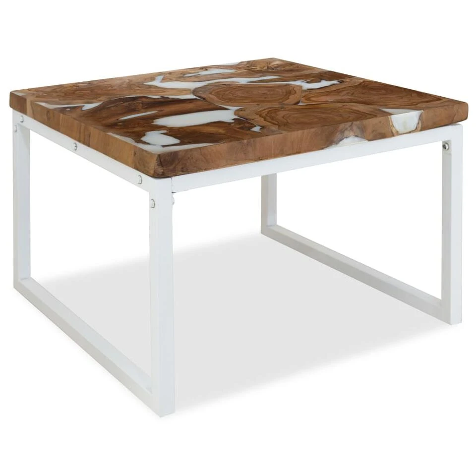 VidaXL Salontafel 60x60x40 Cm Teakhout En Hars 1 VidaXL Salontafel 60x60x40 Cm Teakhout En Hars