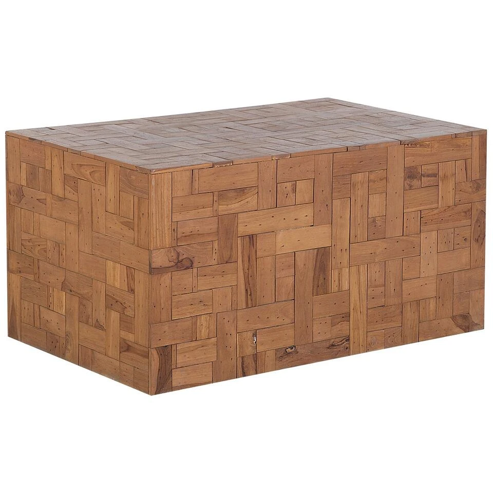 Beliani Salontafel GAMBO - Lichte Houtkleur Teakhout 1 Beliani Salontafel GAMBO - Lichte Houtkleur Teakhout