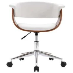 VidaXL Kantoorstoel Draaibaar Gebogen Hout En Kunstleer Wit 7 VidaXL Kantoorstoel Draaibaar Gebogen Hout En Kunstleer Wit -Puur Winkel 1996067817 0103