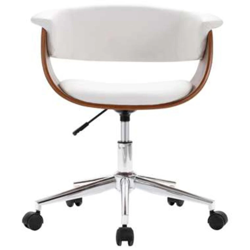 VidaXL Kantoorstoel Draaibaar Gebogen Hout En Kunstleer Wit 4 VidaXL Kantoorstoel Draaibaar Gebogen Hout En Kunstleer Wit - Afbeelding 4