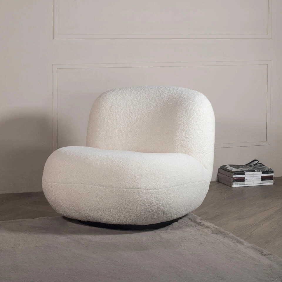 Giga Meubel Draaifauteuil Teddy Wit - Zithoogte 44cm - Fauteuil Swivel 2 Giga Meubel Draaifauteuil Teddy Wit - Zithoogte 44cm - Fauteuil Swivel - Afbeelding 2