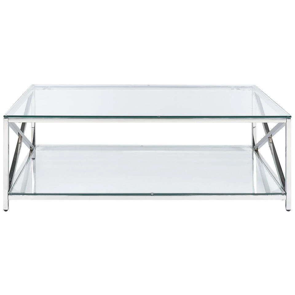 Beliani Salontafel AUDET - Zilver Veiligheidsglas 4 Beliani Salontafel AUDET - Zilver Veiligheidsglas - Afbeelding 4