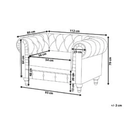 Beliani Fauteuil CHESTERFIELD - Grijs Polyester -Puur Winkel 2950f771448d45ae99dbf5267cab4d0b