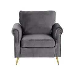 Beliani Fauteuil VIETAS - Grijs Fluweel -Puur Winkel 2ea6dcf8bd144e32bbca0146416b60e9