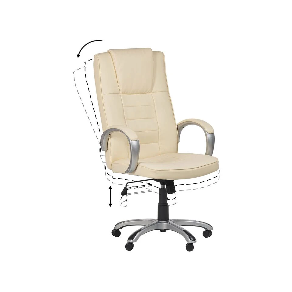 Beliani Bureaustoel GRANDEUR - Beige Kunstleer 4 Beliani Bureaustoel GRANDEUR - Beige Kunstleer - Afbeelding 4