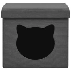 VidaXL Opbergkruk Met Kattenpatroon Inklapbaar Stof Donkergrijs 6 VidaXL Opbergkruk Met Kattenpatroon Inklapbaar Stof Donkergrijs -Puur Winkel 2fc07004b9b94883aa330d03800b9599