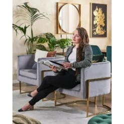 Beliani Fauteuil SIRKKA - Grijs Fluweel -Puur Winkel 30f4df5b83334a909cd596f83d915bb8