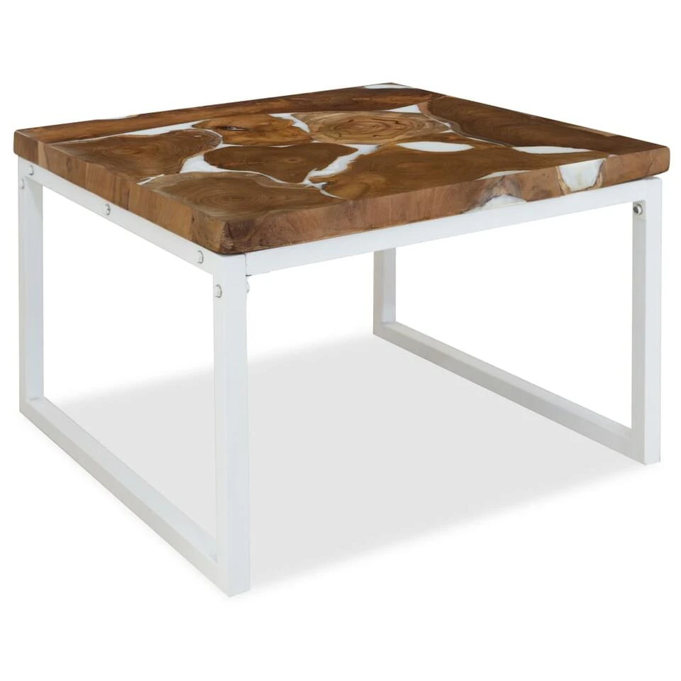 VidaXL Salontafel 60x60x40 Cm Teakhout En Hars 2 VidaXL Salontafel 60x60x40 Cm Teakhout En Hars - Afbeelding 2