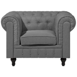 Beliani Fauteuil CHESTERFIELD - Grijs Polyester -Puur Winkel 3b1f97fd0d2f4363b4e8c754a98f2818