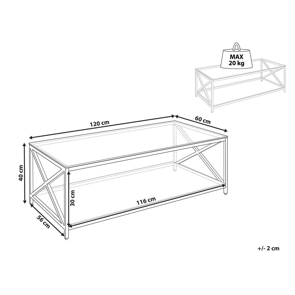 Beliani Salontafel AUDET - Zilver Veiligheidsglas 3 Beliani Salontafel AUDET - Zilver Veiligheidsglas - Afbeelding 3