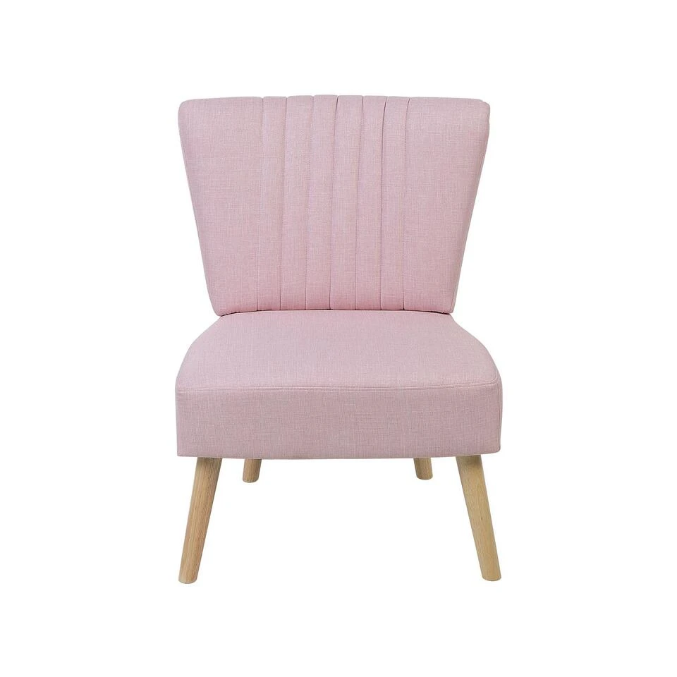 Beliani Fauteuil VAASA - Roze Polyester 4 Beliani Fauteuil VAASA - Roze Polyester - Afbeelding 4