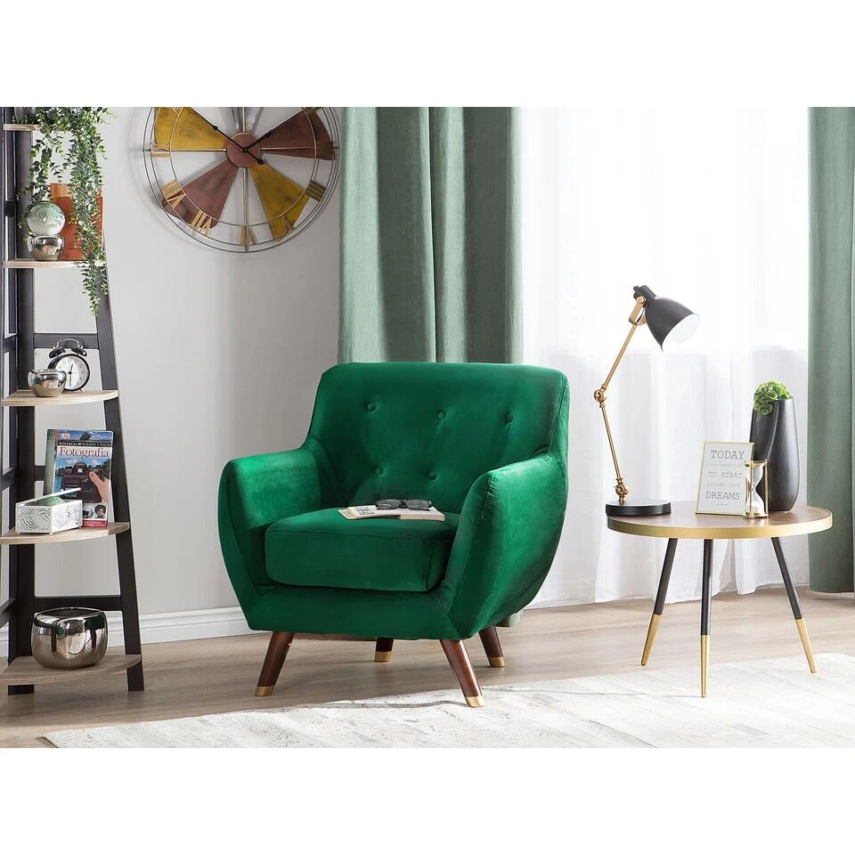 Beliani Fauteuil BODO - Groen Fluweel 2 Beliani Fauteuil BODO - Groen Fluweel - Afbeelding 2
