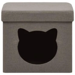 VidaXL Opbergkruk Met Kattenpatroon Inklapbaar Stof Taupe -Puur Winkel 75fe10f1468d40cda697e2527d0a5fae