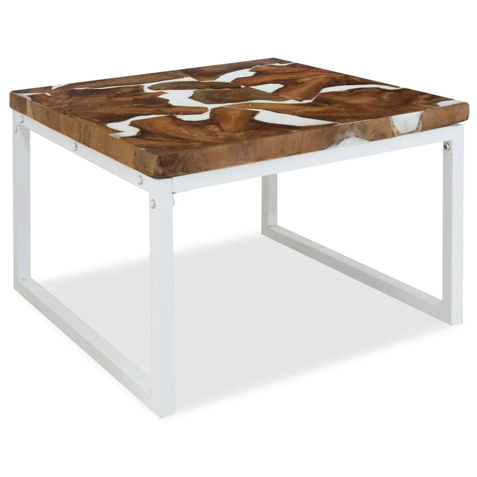 VidaXL Salontafel 60x60x40 Cm Teakhout En Hars 4 VidaXL Salontafel 60x60x40 Cm Teakhout En Hars - Afbeelding 4