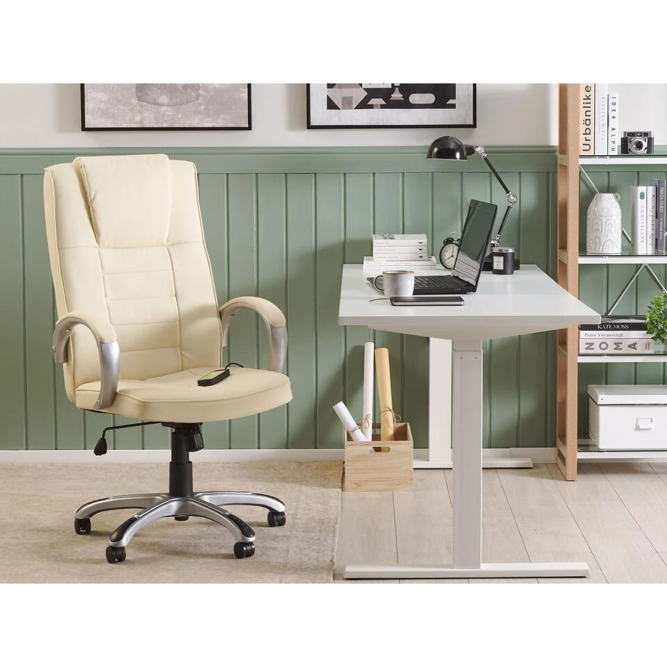 Beliani Bureaustoel GRANDEUR - Beige Kunstleer 2 Beliani Bureaustoel GRANDEUR - Beige Kunstleer - Afbeelding 2