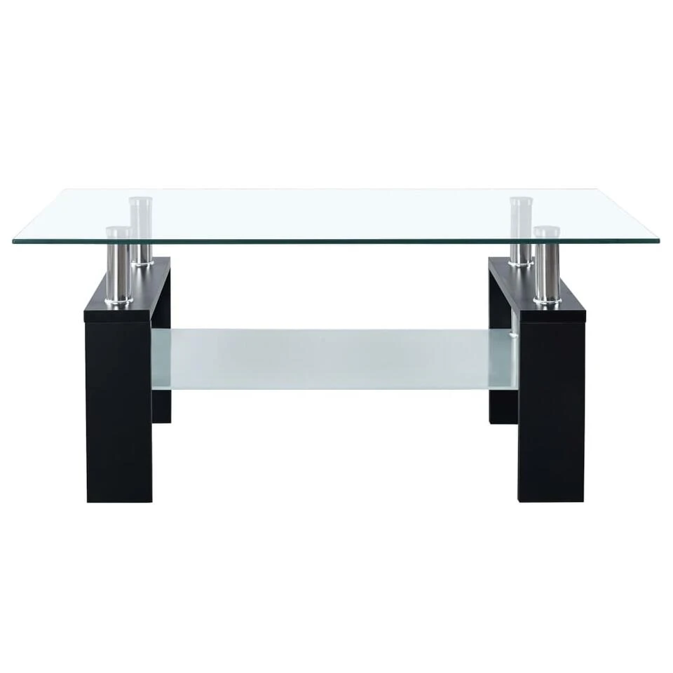 VidaXL Salontafel 95x55x40 Cm Gehard Glas Transparant En Zwart 2 VidaXL Salontafel 95x55x40 Cm Gehard Glas Transparant En Zwart - Afbeelding 2