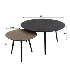 Hoyz - Salontafel Metallic - Rond - Grijs - Set Van 2 -Puur Winkel abd38ec9331947209a822bc0073880cc