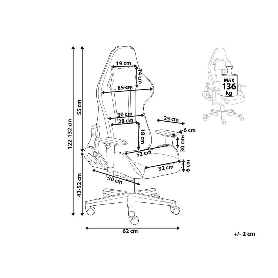 Beliani Gamestoel WARRIOR - Blauw Polyester 3 Beliani Gamestoel WARRIOR - Blauw Polyester - Afbeelding 3