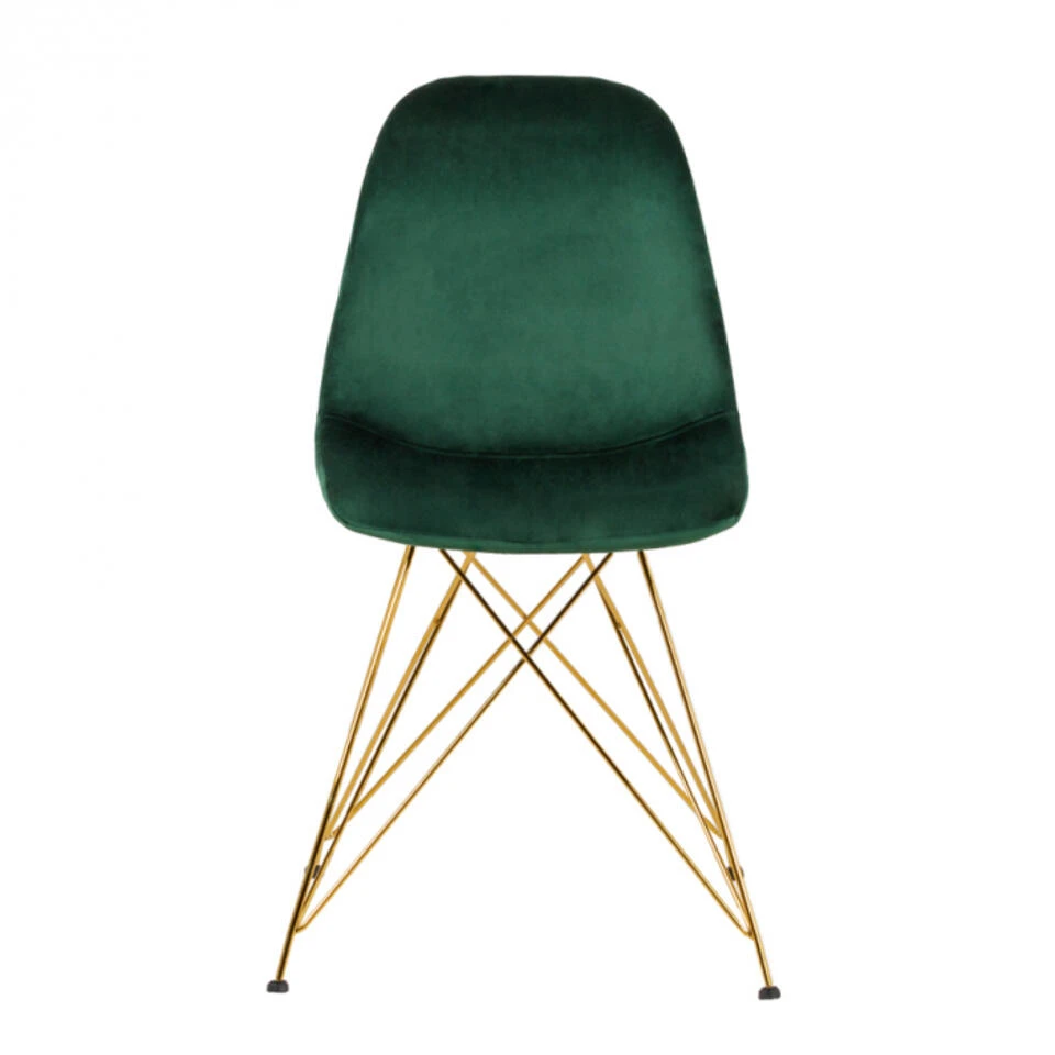 Eetkamerstoel Velvet Groen - Gouden Metalen Poten - Set Van 2 - Zithoogte 48cm - 2 Eetkamerstoel Velvet Groen - Gouden Metalen Poten - Set Van 2 - Zithoogte 48cm - - Afbeelding 2