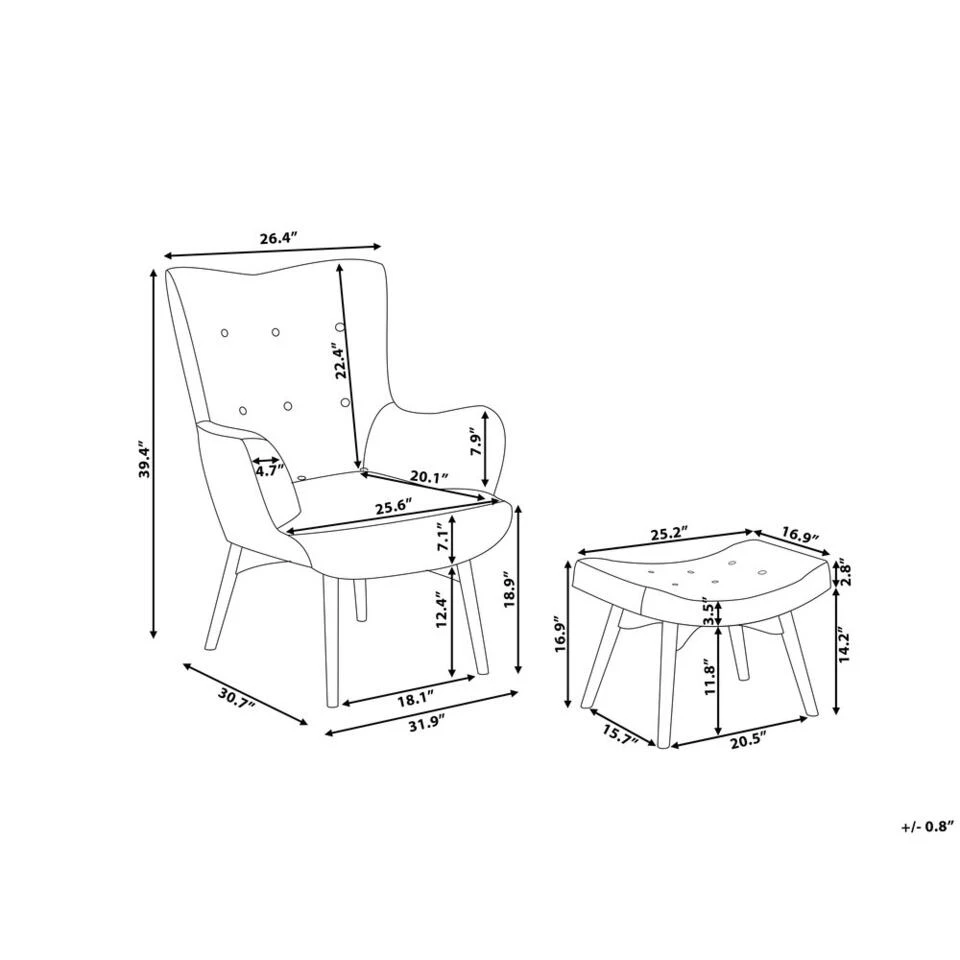 Beliani Fauteuil VEJLE - Zwart Fluweel 4 Beliani Fauteuil VEJLE - Zwart Fluweel - Afbeelding 4
