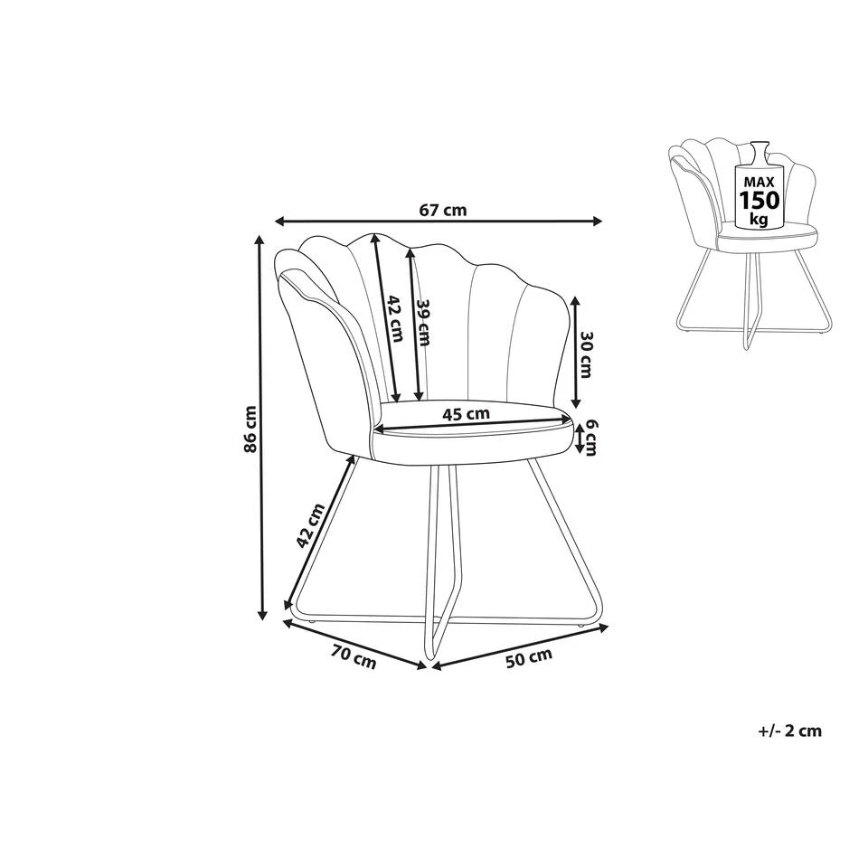 Beliani Fauteuil LOVELOCK - Blauw Fluweel 3 Beliani Fauteuil LOVELOCK - Blauw Fluweel - Afbeelding 3