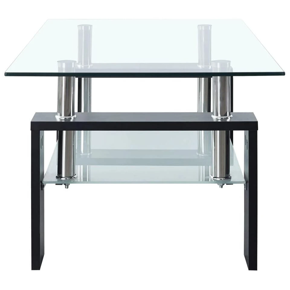 VidaXL Salontafel 95x55x40 Cm Gehard Glas Transparant En Zwart 3 VidaXL Salontafel 95x55x40 Cm Gehard Glas Transparant En Zwart - Afbeelding 3