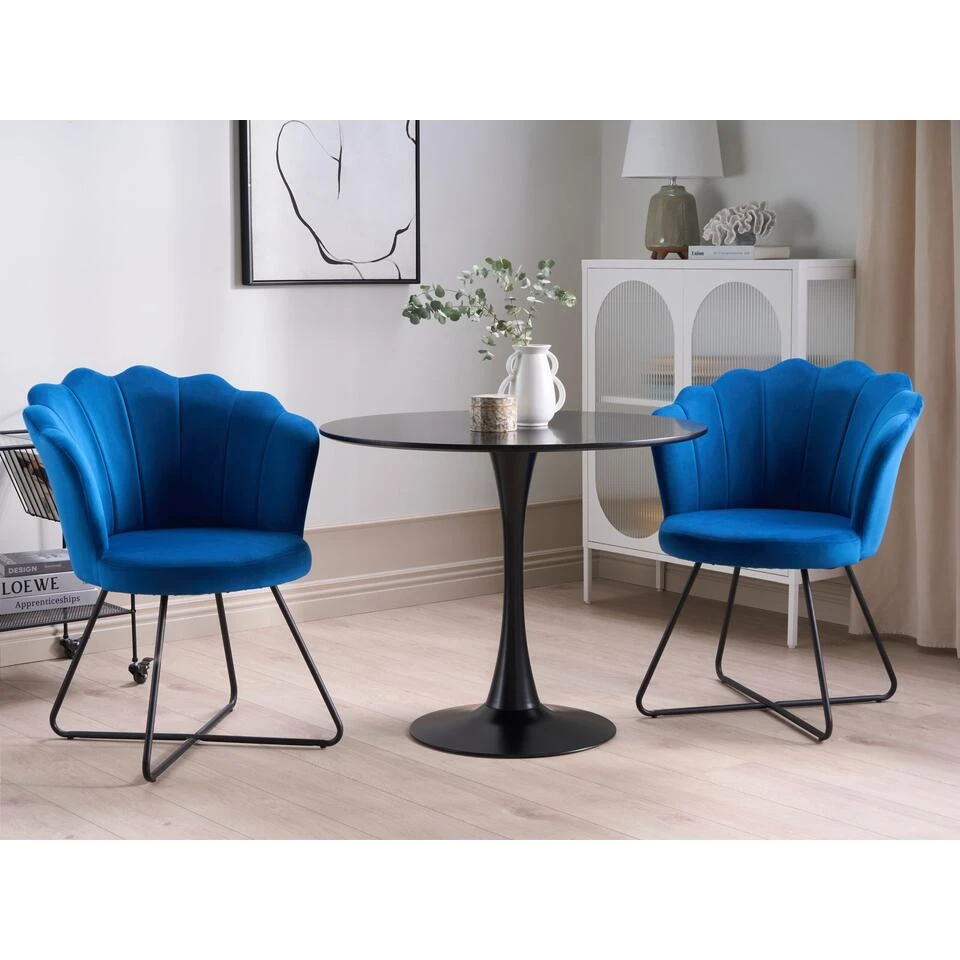 Beliani Fauteuil LOVELOCK - Blauw Fluweel 2 Beliani Fauteuil LOVELOCK - Blauw Fluweel - Afbeelding 2