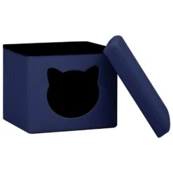 VidaXL Opbergkruk Met Kattenpatroon Inklapbaar Stof Blauw -Puur Winkel f2a957418d6c46faa244dab717f5b147